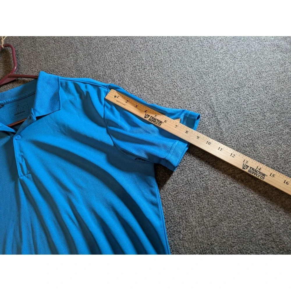 Adidas Polo Shirt Mens Medium Blue Core Golf Performance Short Sleeve